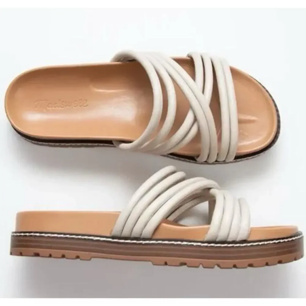 Madewelll Charley Strappy Leather Chunky Slide Sandals Size 7.5